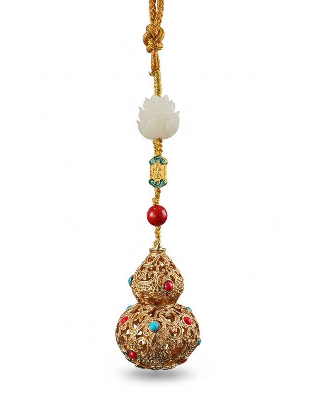 Chinese Filigree Gourd Charm | Lucky Hanging Ornament