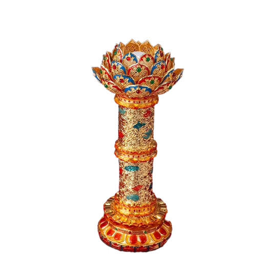 Auspicious Cloud Lotus Lamp pair, gold cloisonne enamel, Chinese traditional decorative art, 32cm height
