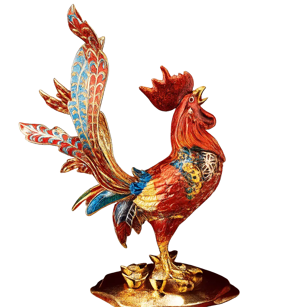 Cloisonné Enamel Chinese Zodiac Rooster Sculpture by ORIZEN