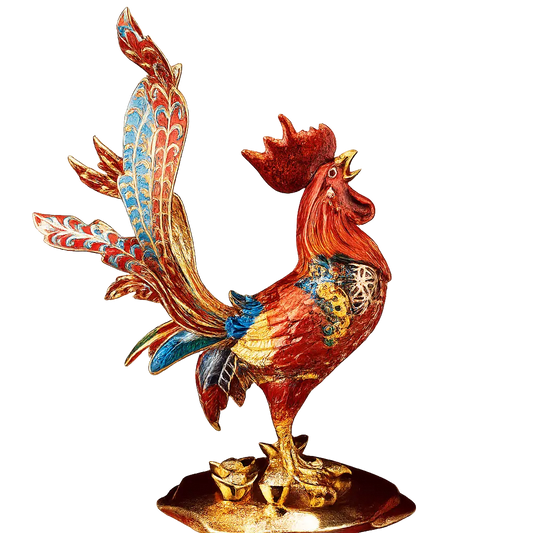 Cloisonné Enamel Chinese Zodiac Rooster Sculpture by ORIZEN
